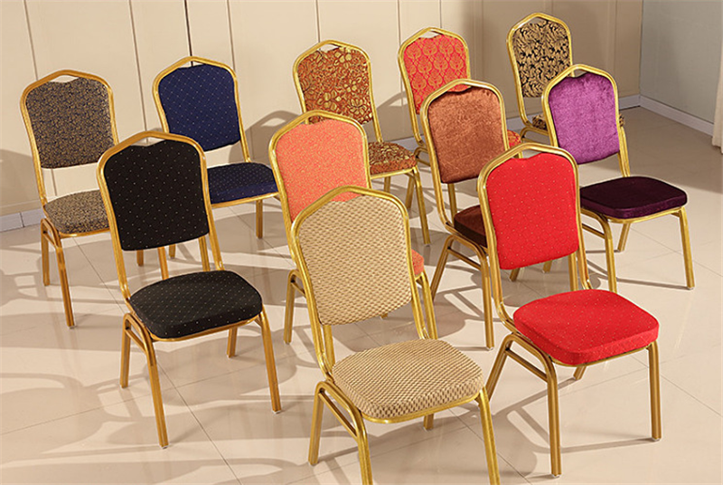 Customized Metal Legs Hall Chairs Stackable Fabric Wedding Hotel Banquet Chair