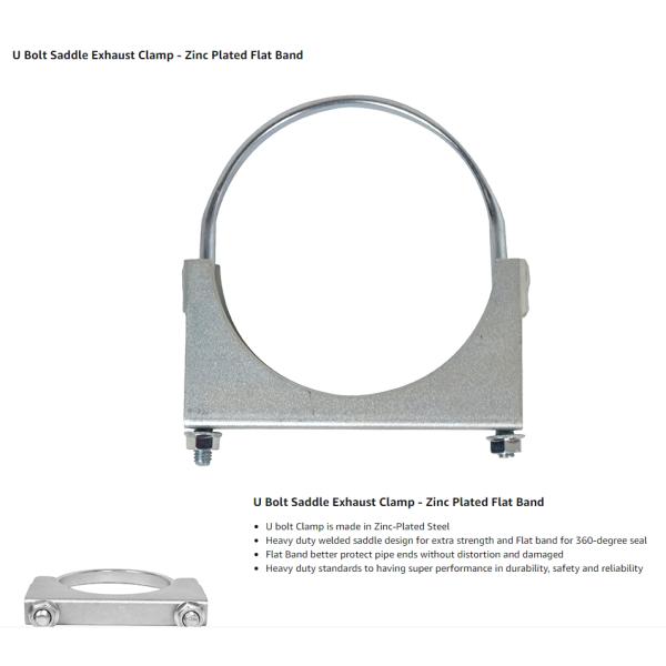 Saddle Exhaust 4 U Bolt Clamp Zinc Plated Flat Band