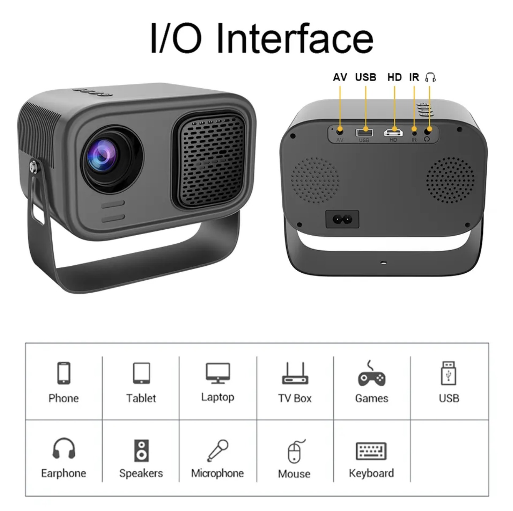 K1 Mini 720P HD Projector Android 11.0 Home Smart Cinema Projector