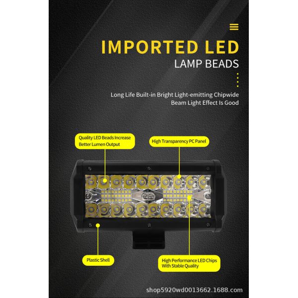 Off Road Truck 7 Inch LED Light Bar High Brightness Spot Beam With Plastic Housing