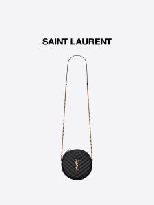 Quality Grained Embossed Leather Branded Messenger Bag YSL Vinyle Round Camera Bag V Quilted wholesale