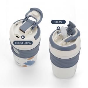 China New Design Cute Blue Custom Logo Vacuum Insulated Coffee Mugs Stainless Steel Coffee Mug Cup with Lid on sale