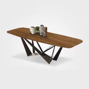 Quality GeoSteel X Base Industrial Wood Dining Tables Modern Rectangle wholesale