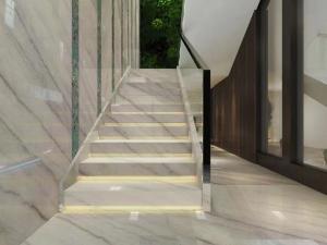 China Polished Face Natural White Marble Flooring Tiles Marble Stair Tiles OEM Service on sale
