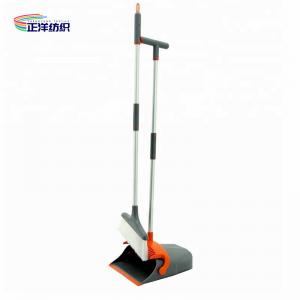China 2 Section Plug In Aluminum Pole Plastic Dustpan PP Bristle Combo WindProof Broom And Dustpan Set on sale