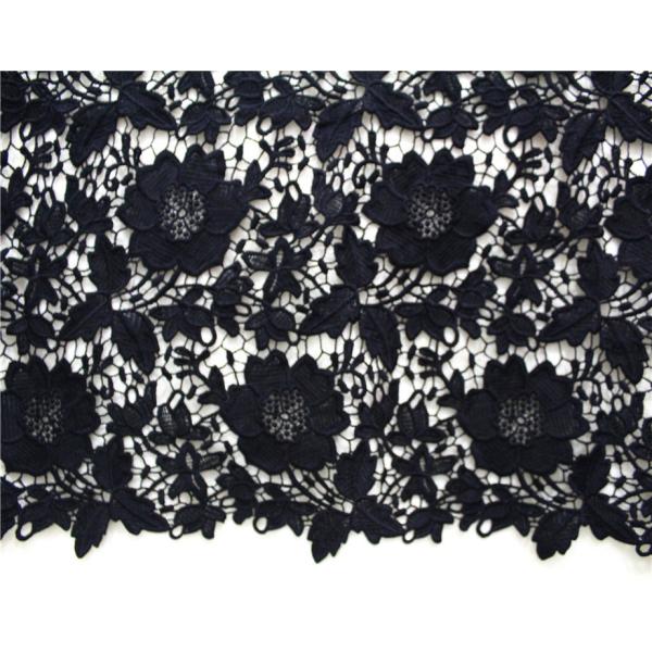 New dyeable lace fabric flower design black crochet cotton lace new design water soluble african fabrics