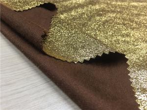 Quality Gold Color Suede Printed Leather Fabric 0.35mm Cutting Width For Ladies Jacket wholesale