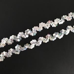 Silver Leiser Sequin Ric Rac Ribbon 1cm