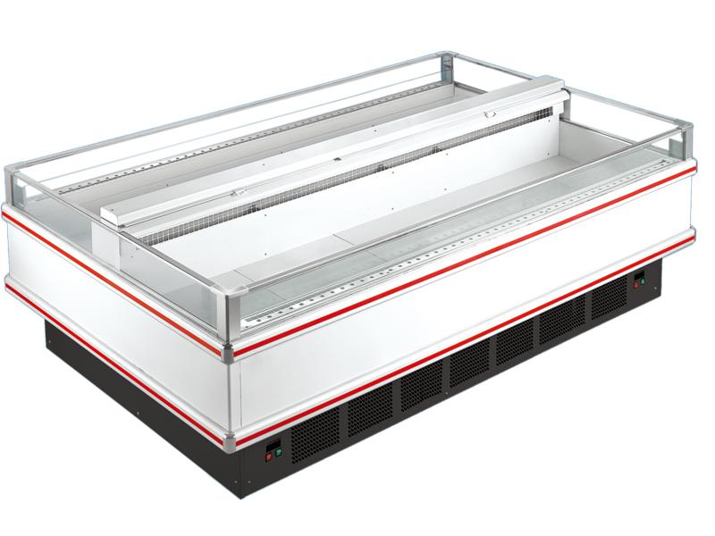 Refrigeration Condensing Unit Island Display Freezer With Night Curtain