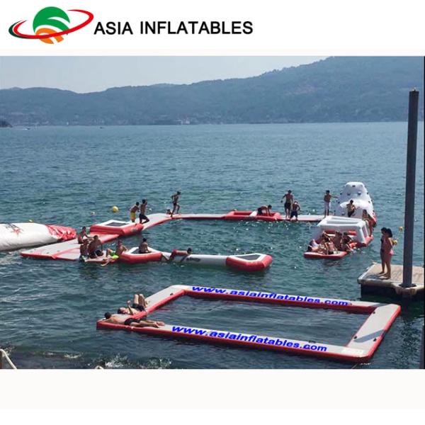 Exciting Fireproof Inflatable Floating Island Water Park Game For Adults
