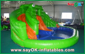 China Industrial Inflatable Water Slides Pvc Summer Inflatable Bouncer Slide Outside Frog Water Slide With Print on sale