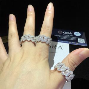 China 925 Sterling Silver Moissanite Man Rings Miami Cuban Link Silver Diamond Jewelry on sale