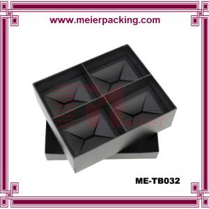 China Custom Packaging Printed Logo Rigid Set up 2 Pieces matte black Paper Box for 4 cups on sale
