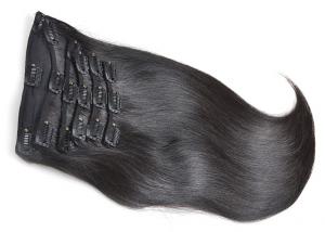 Quality Natural Black 100 Human Hair Clip In Extensions Healthy From One Single Donor wholesale