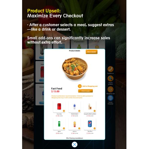 Convenient Fast Food Vending Machine With Built-In Microwave Oven for heating 24/7 access to fresh meals