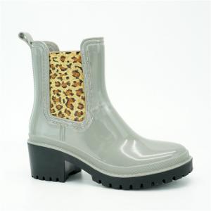 Quality Women High Heel 42EU PVC Rain Boots With Leopard Printed wholesale