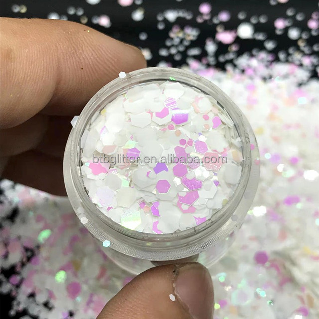 Customized Colors Avaliable Bulk Polyester Glitter Powder for Shaped Heart Star Moon Dot Chunky Mix