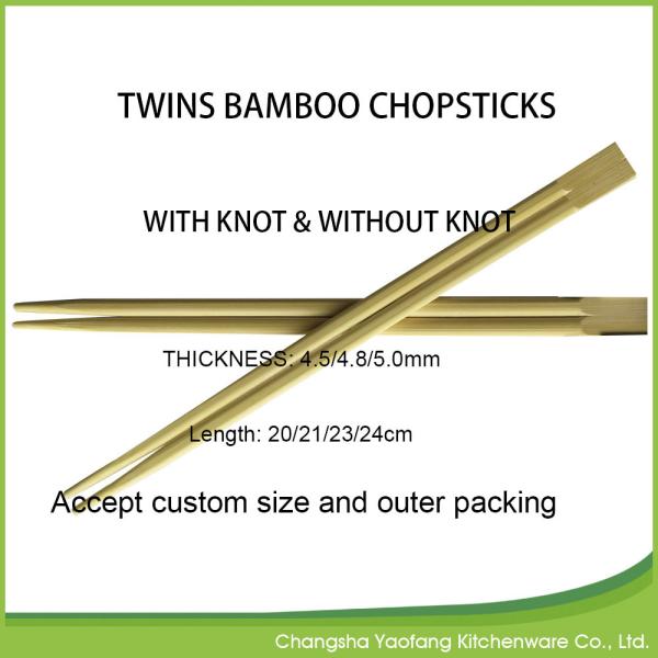 Nature 21cm Disposable Twin Bamboo Chopsticks; Open Paper Packing
