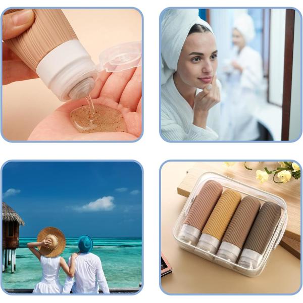 Forest Green Cosmetic Silicone Refillable Travel Bottles Set Leak Proof 90ml