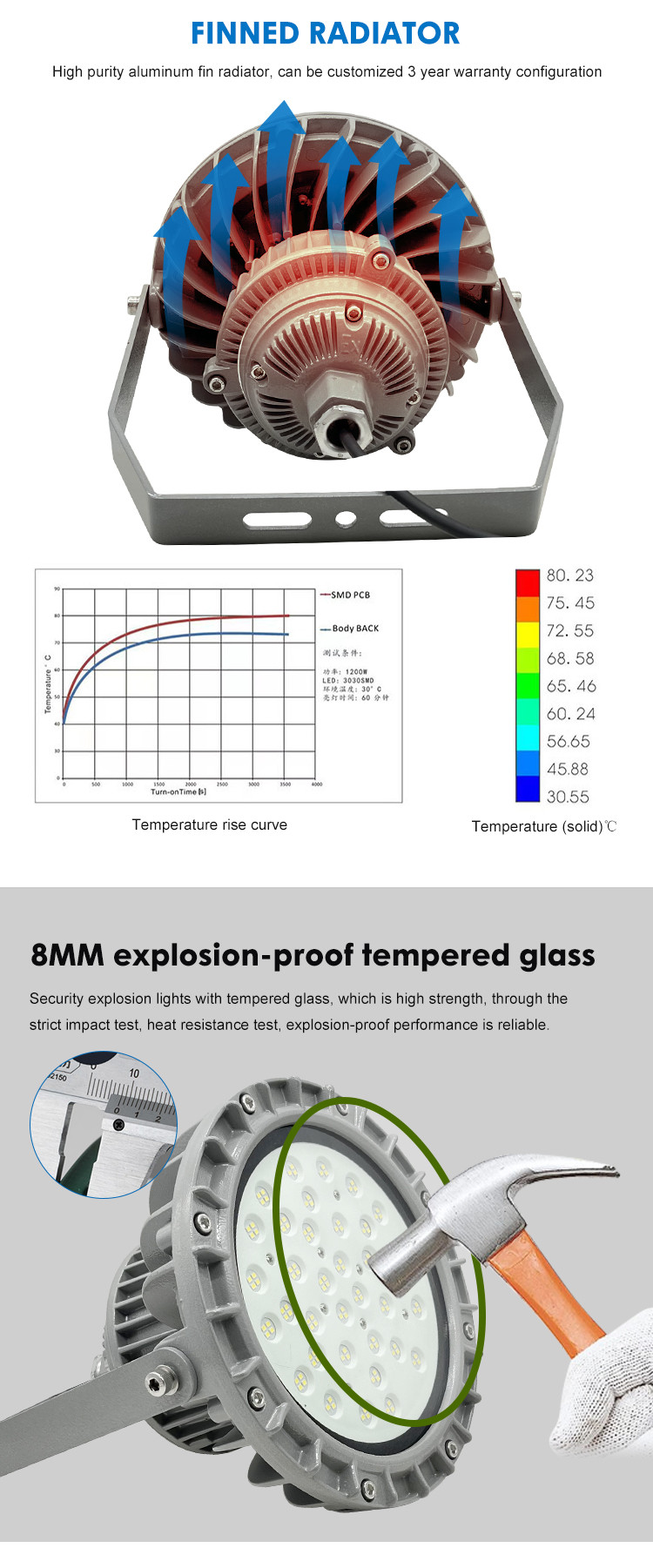 Explosion Proof High Bay Light Fixture 50W 100W 200W