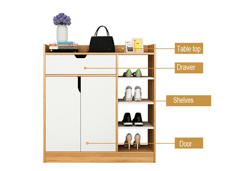 Golden Teak Color Home Shoe Storage Cabinet Eco Friendly Without Odour Smell