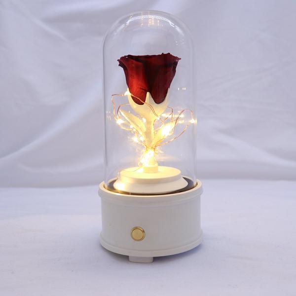 Customized Color Preserved Rose Glass Dome Bluetooth Speakers For Home Decoration