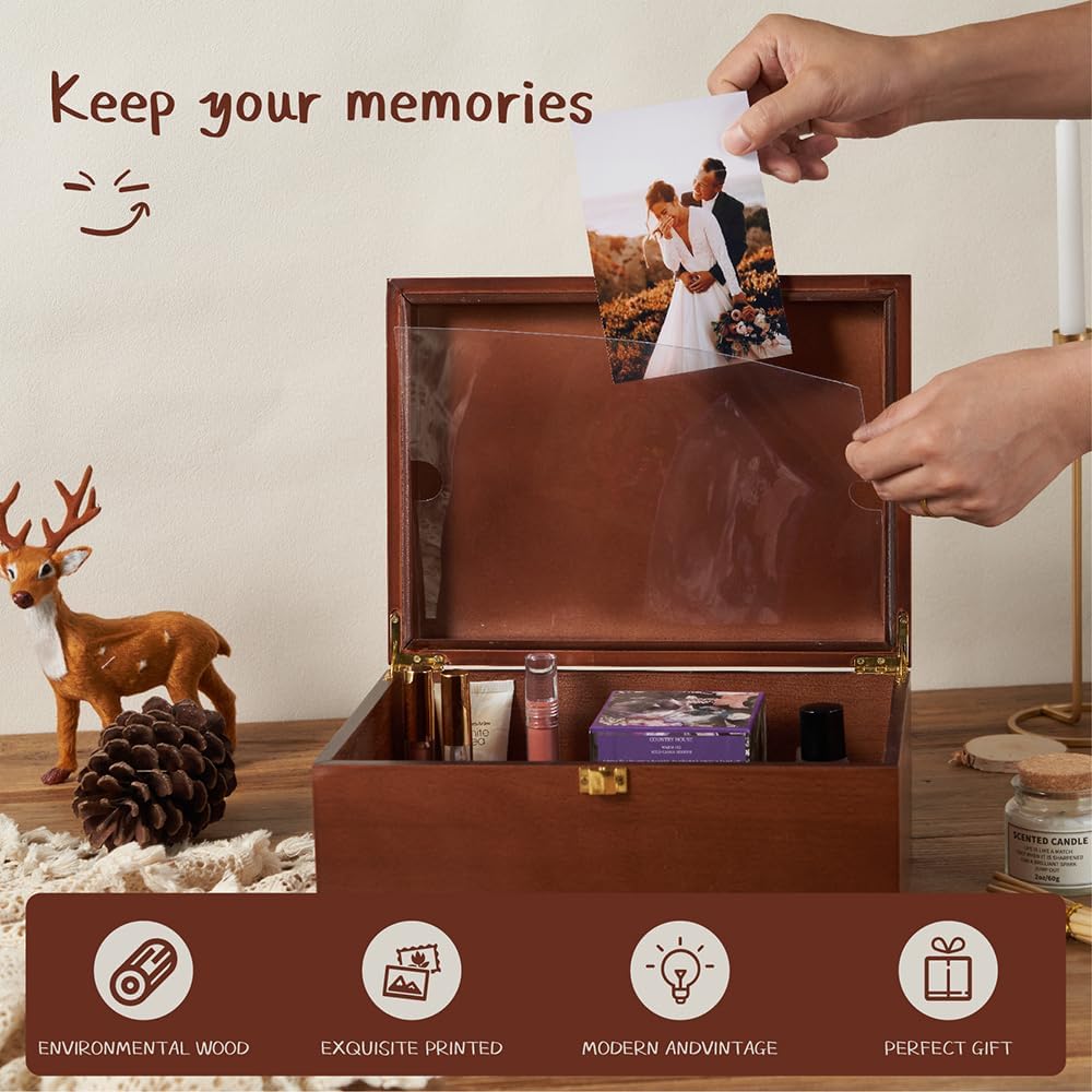 Decorative Storage Box With a Hinge Lids For Picture Letter Time Capsule - Elegant Christmas Wedding Memory Box