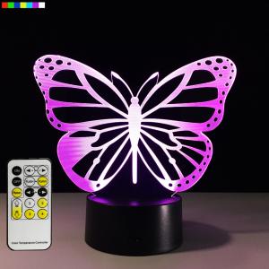 China Butterfly 3D Night Light 7 Colors Change with Remote Control As Birthday Gifts For Baby Room Decoration on sale