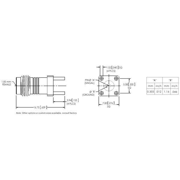 1.85-KHD Copper RF Straight Connector DC - 67 GHz Dustproof For Military/Aerospace