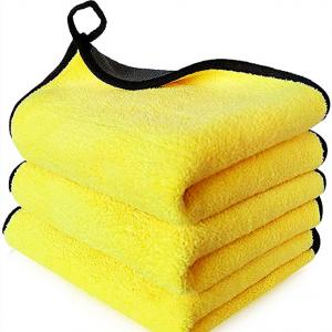 China Yellow 11''X15'' Car Microfiber Towel , Super Absorbent Car Cleaning Towel on sale