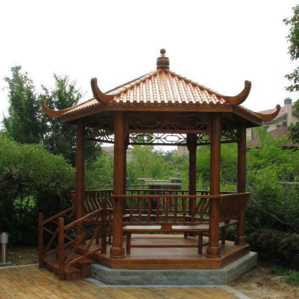 Carbonized Anticorrosive Chinese Wood Gazebo Arches Shade All Seasons