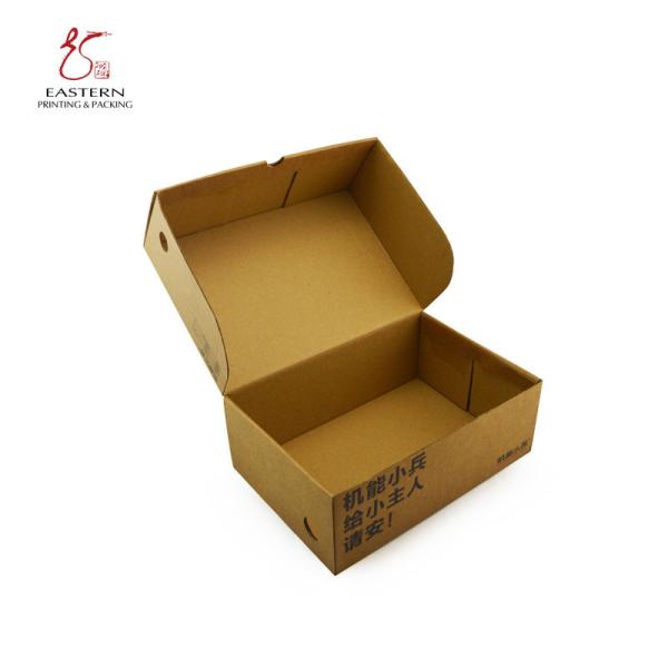 Brown Kraft Corrugated Boxes Watermark White Logo Varnish Kraft Paper Shoe Box