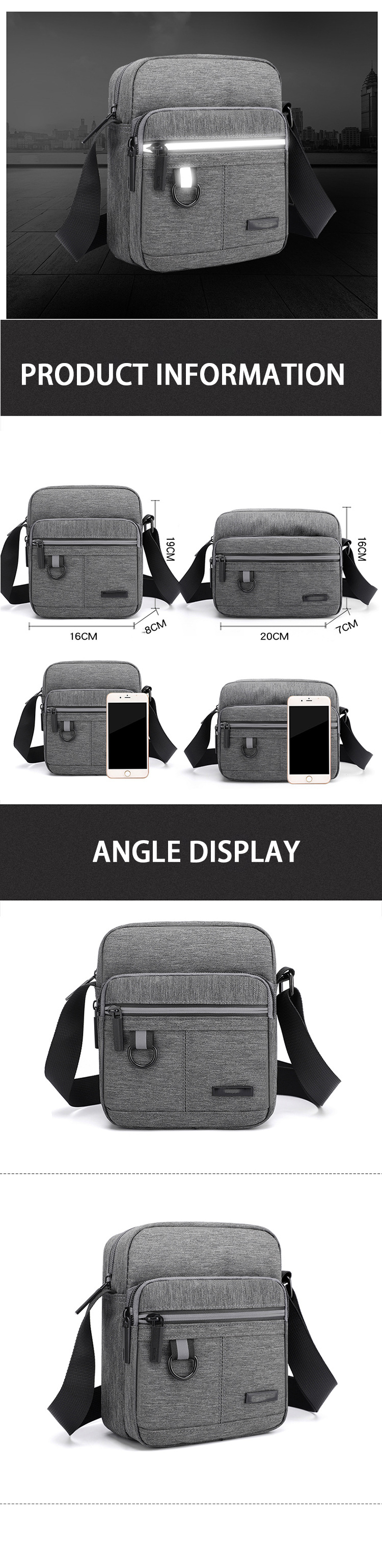 OEM ODM Nylon Mens Designer Shoulder Bags Messenger Bag For Travel Outdoors