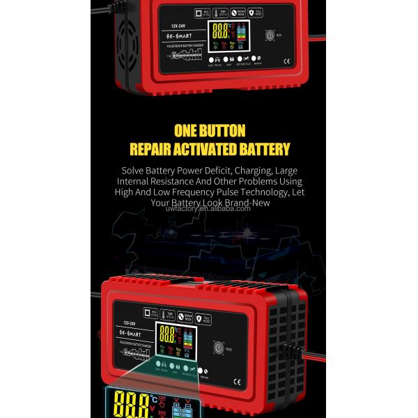 Advanced Technology 12V 12A 24V 6A Pulse Repair Lead Acid Battery Charger with 15W/10W/7.5W/5W Automatic Identification