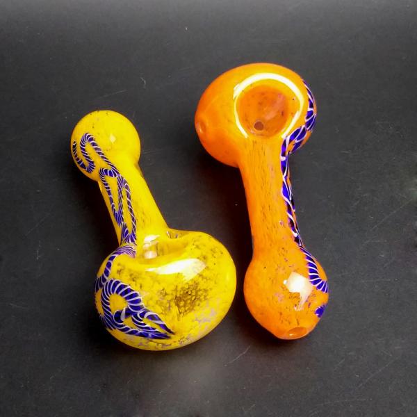 Adult Use Custom Glass Hand Pipes For Tobacco Dry Herb Grass Weed 3.9 Inch