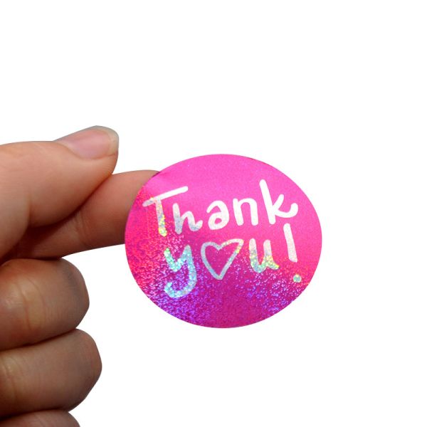 Personalized Circle Holographic Thank You Stickers Label Printing