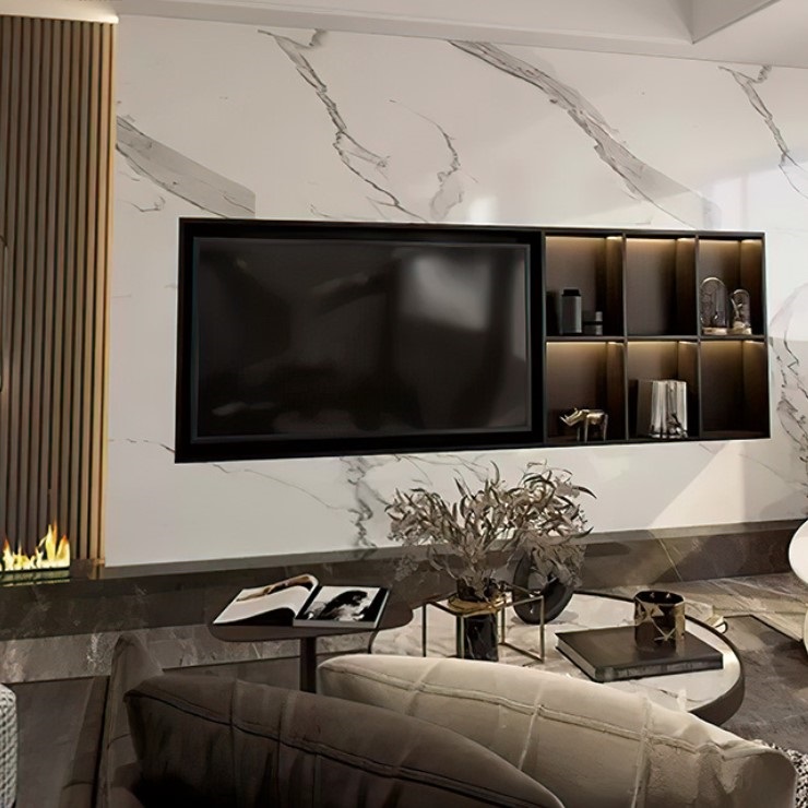 Metal decorative room divider tv cabinet stainless steel shelf