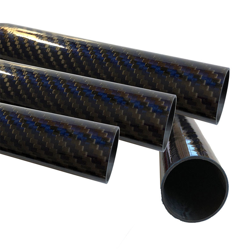 3K Roll Wrapped Carbon Fiber Tube Glossy Surface 0.3mm Thickness