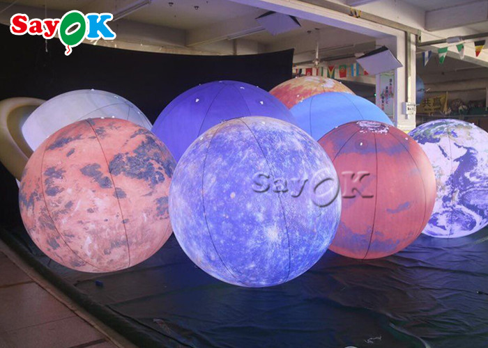 0.2mm PVC 6.6ft Giant Led Inflatable Moon Light Balloon For Space Theme Stage Decoration