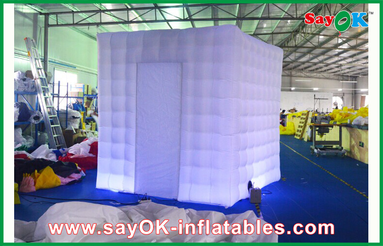Photo Booth Decorations Purple Square Inflatable LED Photo Booth Enclosure With Led Lights