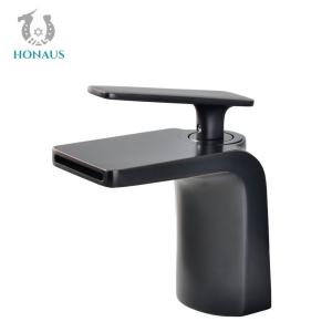 Quality ISO Antique Black Hot And Cold Wash Basin Taps Waterfall Basin Faucet Set wholesale