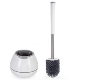 Quality White Toilet Brush And Holder Set Silicone Bristles With Tweezers wholesale