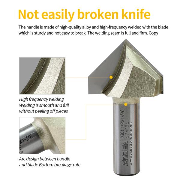 Carbide 12.7mm Arden Router Bits 3D Woodworking V Groove Bit Engraving Router