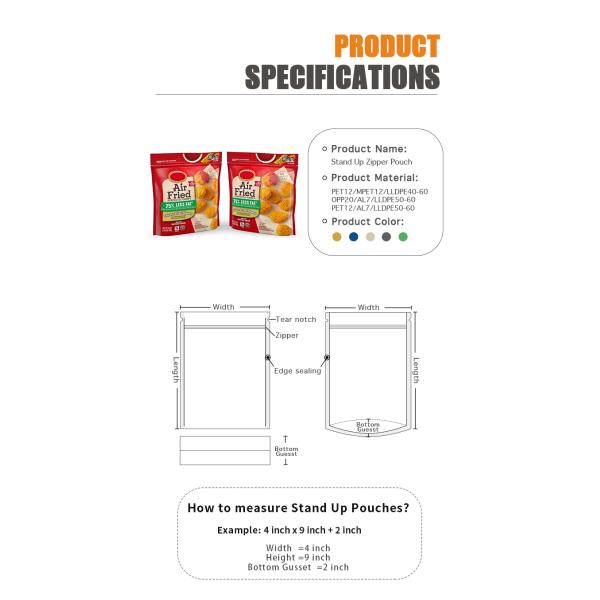 Three Side Sealed BOPP Roast Chicken Packaging ODM Breast Strips Zip Lock Mylar Bags