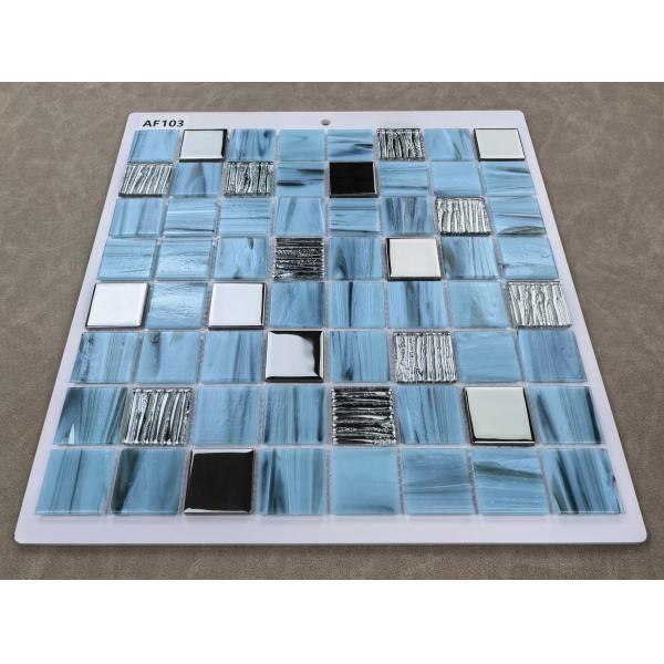 Anti-slip Blue 304x304mm Interior Wall Glass Swimming Pool Mosaics For Bedroom and Dining Room