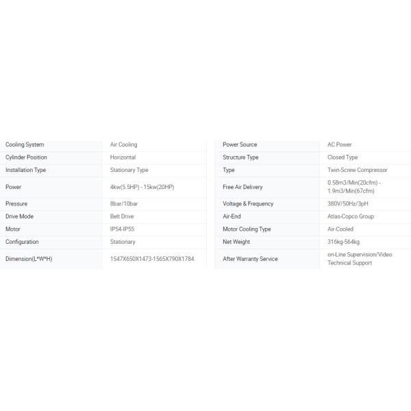 MAIGE Technology Industrial AC Power with Dryer Air Tank and Filters Rotary Screw Air Compressor