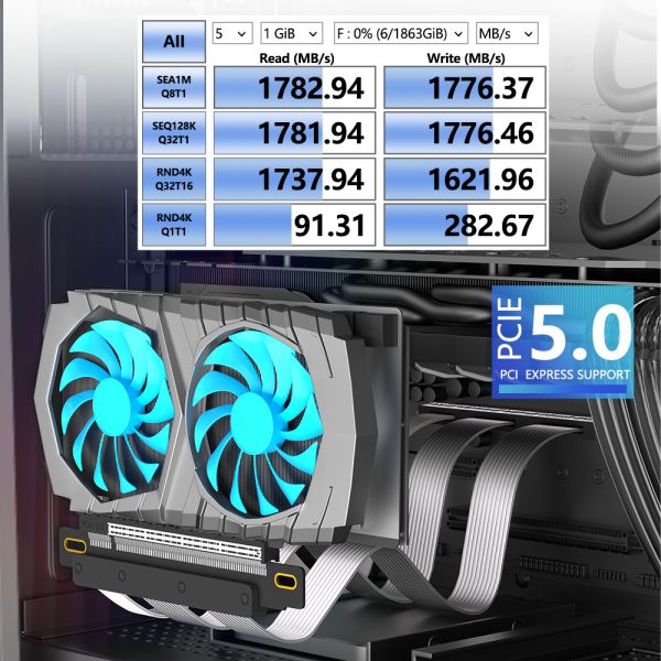 PCI-E 5.0 16X Riser Cable with Anti-electromagnetic Interference and 20cm Length for GPU Extension