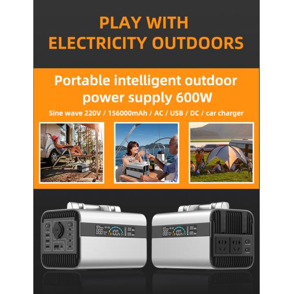 UPS 600W Portable Power Station 156000mAh USB AC DC Power Station For Travel Laptop Car