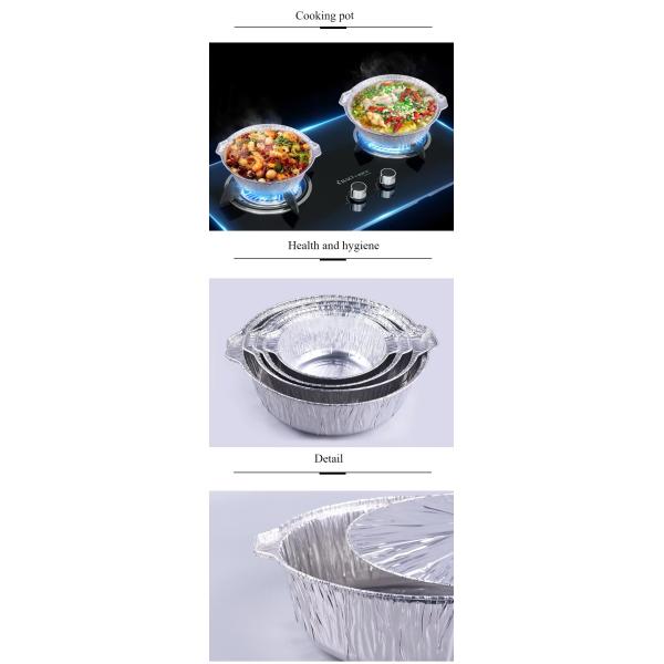 Disposable Round Aluminum Foil Pot Heavy Duty Foil Cooking Pot with Foiled Cover