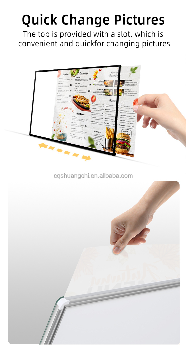Ultra Thin Slim Glass Lightbox for Wall Mounted Digital Poster Supermarket Advertising